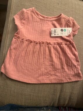 Carter's Light Pink Ribbed Short-Sleeve Baby Top